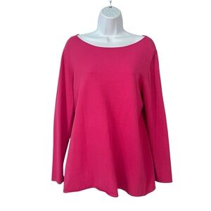 Eileen Fisher top Medium Hot pink Stretch Viscose Womens long sleeve shirt